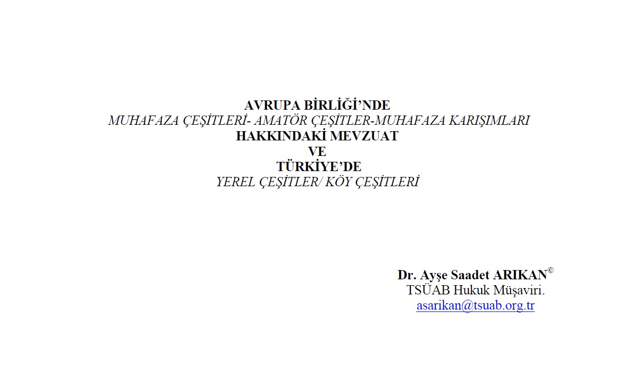 AB Yerel Çeşitler Makalesi